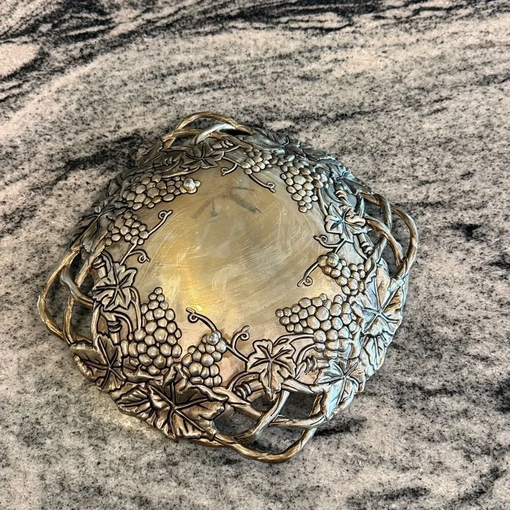 Vintage Godinger silver plated, serving tray with grape design